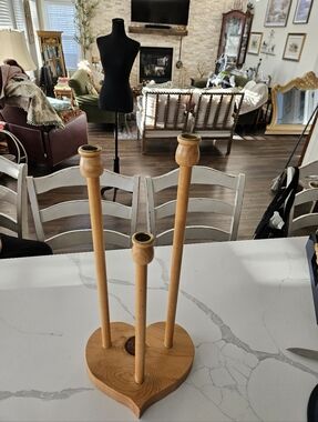 Wooden Heart Base 3-Arm Candle Holder - Natural Wood